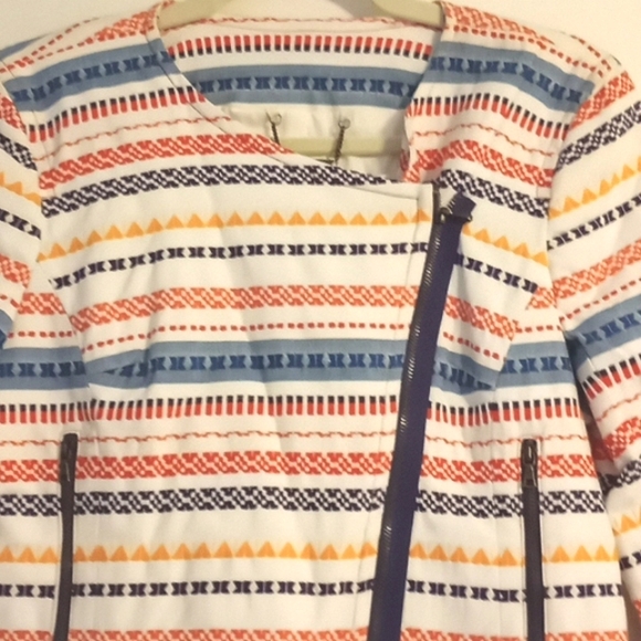 Trina Turk "Beatrix" Multi Color Woven Moto Jacket in Size 4 (NWT) - Picture 2 of 11